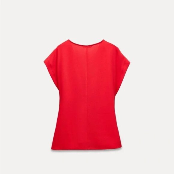 Zara Faux Wrap Knotted Crepe Top NWT (sold out in USA) - Picture 3 of 6